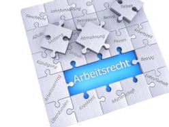 das Bild zeigt ein Puzzle, welches aus Begriffen aus dem Arbeitsrecht zusammengesetzt ist
